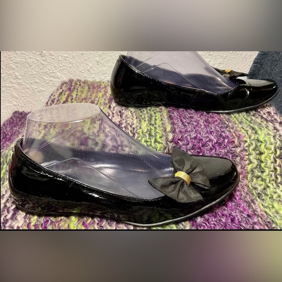 Born Black Bow Embellished Leather Ballet Flats Size 7 - Picture 7 of 11